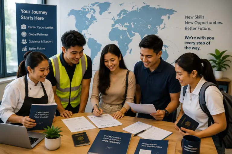 Applicants preparing for international employment and education pathways through career guidance, document preparation, and global mobility support.